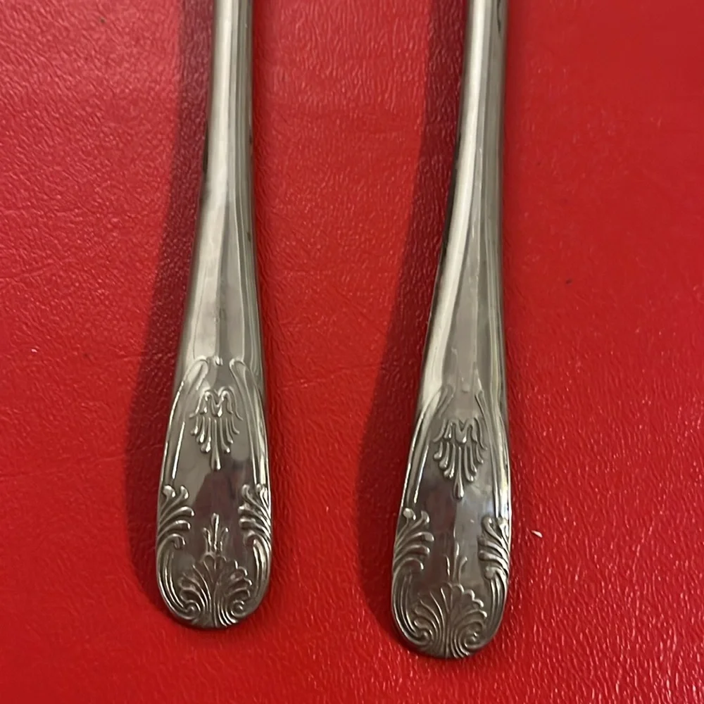 Vintage Italy Elegant Silver Serving Spoon and Fork Set